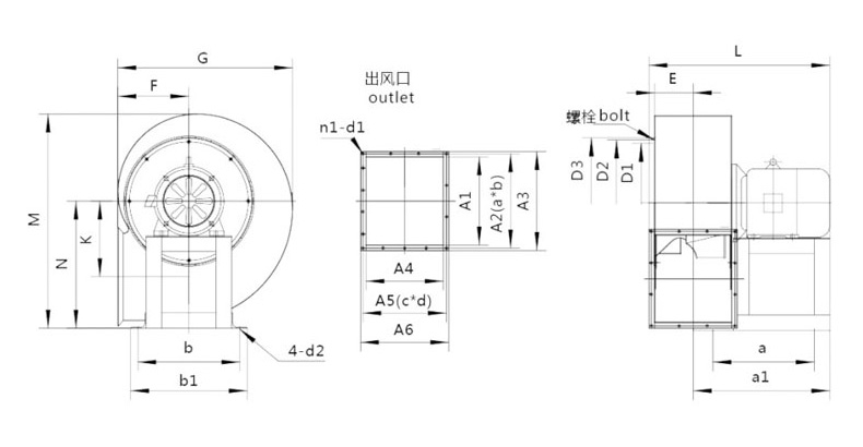 4-72型不锈钢离心通风机安装图